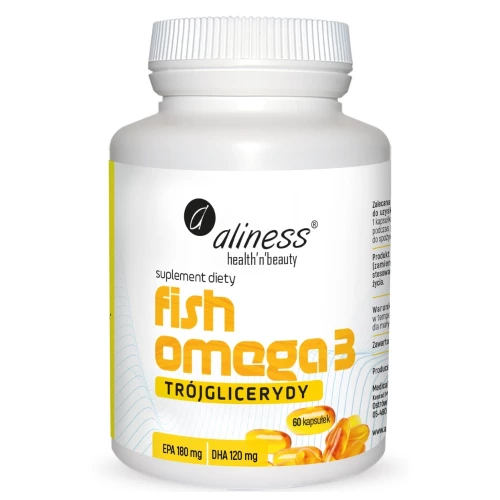 Aliness - Fish Omega 3 180/120 mg TRÓJGLICERYDY - 60 kapsułek Aliness - Fish Omega 3 180/120 mg TRÓJGLICERYDY - 60 kapsułek